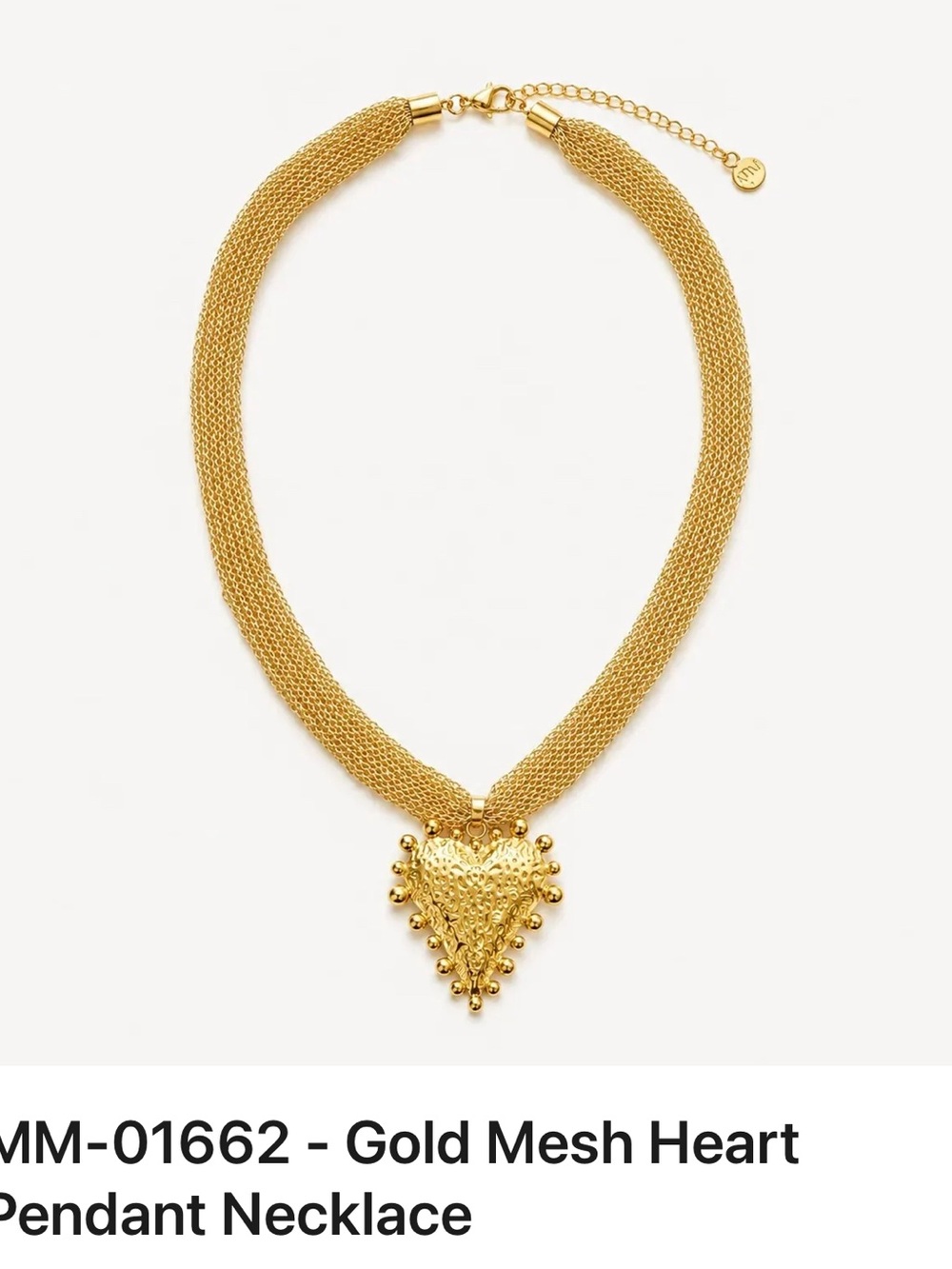 Mayamar Gold Mesh Heart Pendant Necklace